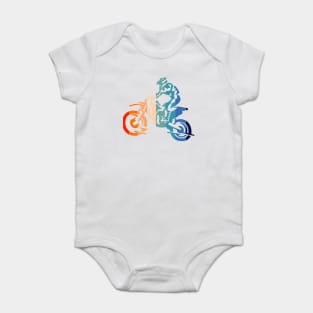 70s Retro Colored Silhouette MotoCross Dirt Bike Biker Gift Baby Bodysuit